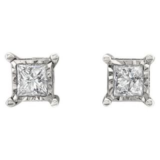 1/2 CT. T.W. Princess cut Diamond Stud Illusion Set Earrings in 10K White Gold