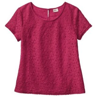 Merona Womens Lace Short Sleeve Top   Established Red   M