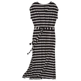 Merona Womens Plus Size Short Sleeve V Neck Maxi Dress   Black/Cream 3