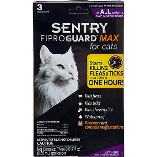 Sentry FIPROGUARD MAX Cat & Kitten Topical Flea & Tick Treatment, 3 Month Supply