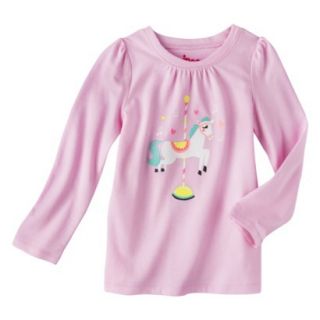 Circo Infant Toddler Girls Long sleeve Carosel Horse Tee   Pink 3T