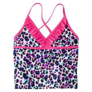 Xhilaration Girls Leopard Print Tankini Swimsuit Top   White S