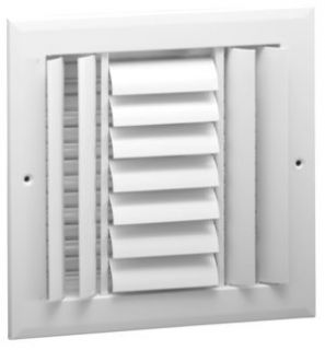 Hart Cooley A613MS 10x10 W HVAC Register, 10 W x 10 H, ThreeWay Aluminum for Sidewall/Ceiling White (021849)