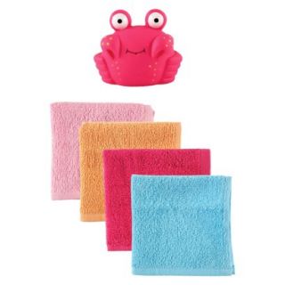 Luvable Friends Infant Girls 4 Pack Washcloth Set with Bath Toy   Pink