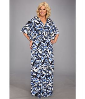 Rachel Pally Plus Size Printed Long Caftan Dress White Label Womens Dress (Blue)
