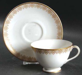 Royal Doulton Gold Lace Footed Cup & Saucer Set, Fine China Dinnerware   Gold Fi