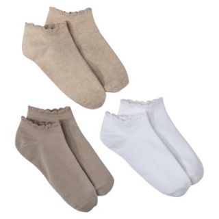 Merona Womens 3 Pack Low Cut Socks   Scalloped Edge One Size Fits Most