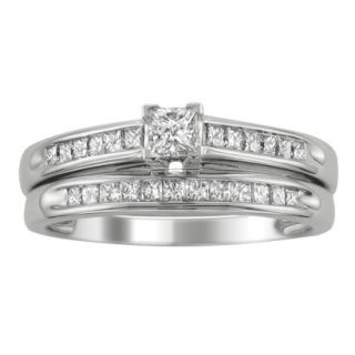0.5 CT.T.W. Diamond Bridal Set Ring in 14K White Gold   Size 5