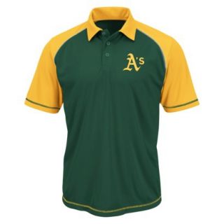 MLB Mens Oakland Athletics Synthetic Polo T Shirt   Green/Yellow (M)