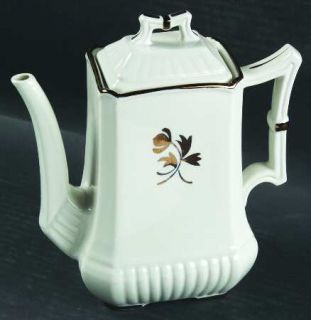 Red Cliff Tea Leaf Coffee Pot & Lid, Fine China Dinnerware   Copper Tea Leaf Cen