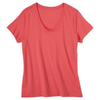 Pure Energy Womens Plus Size Short Sleeve Scoop Neck Tee  Bright Coral 1X