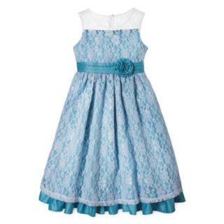 Rosenau Girls Lace Overlay Dressy Dress   8 Aqua