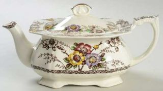 Alfred Meakin Medway Decor Dark Brown/Multicolor Teapot & Lid, Fine China Dinner