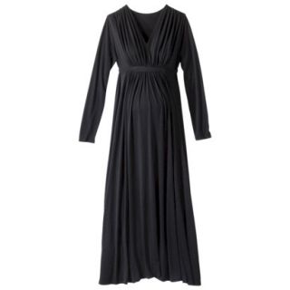 Merona Maternity Long Sleeve Tie Waist Maxi Dress   Black S