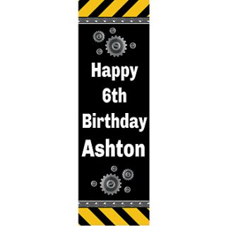 Construction Personalized Vertical Vinyl Banner    54 X 18 Inches