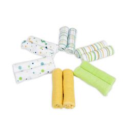 Piccolo Bambino Essential Yellow Washcloths (pack Of 12)