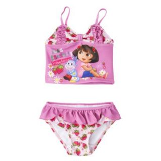 Dora the Explorer Toddler Girls 2 Piece Tankini Swimsuit Set   Pink 4T