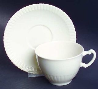 Syracuse Shelledge Footed Cup & Saucer Set, Fine China Dinnerware   All White,Na