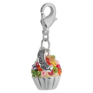 Womens Jezlaine Charm Silver Plated Cupcake   Silver/Multicolor