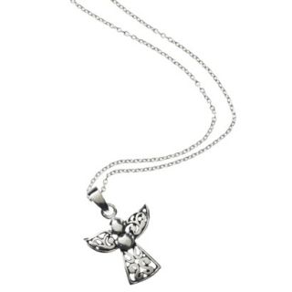 Silver Plated Filigree Angel Pendant Necklace
