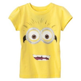 Despicable Me Infant Toddler Girls Short Sleeve Minion Face Tee   Yellow 5T