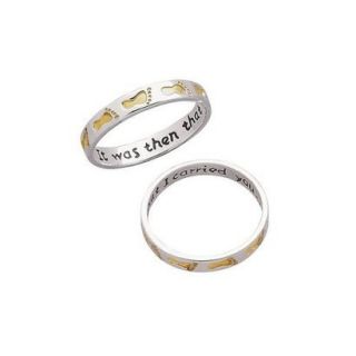 Sterling Silver Two Tone Footprints Ring  6