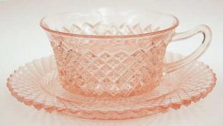 Anchor Hocking Miss America Pink Cup and Saucer Set   Pink, Depression Glass