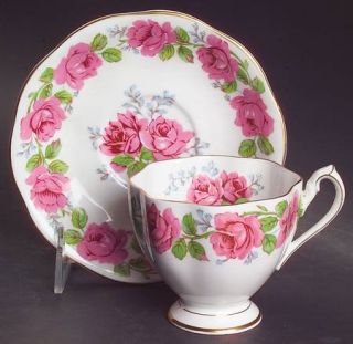 Queen Anne (England) Lady Alexander Rose Footed Cup & Saucer Set, Fine China Din