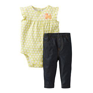 Carters Carter s Fish Bodysuit Pant Set   Girls newborn 24m, Yellow, Girls