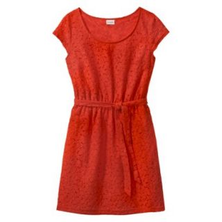 Merona Petites Short Sleeve Lace Overlay Dress   Orange XXLP