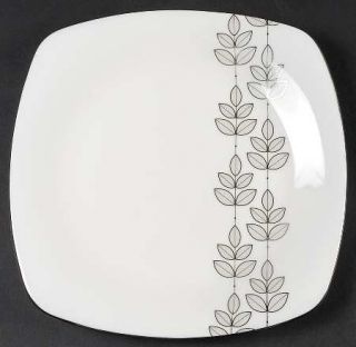 Lenox China Platinum Leaf Square Dinner Plate, Fine China Dinnerware   Off Cente