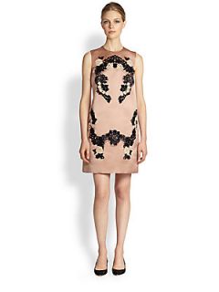 Dolce & Gabbana Lace Applique Satin Dress   Light Lilac