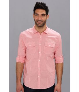 Calvin Klein Jeans Double Pocket Roll Sleeve Shirt Gin Mens Long Sleeve Button Up (Coral)