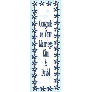 Newlyweds Personalized Vertical Vinyl Banner    72 X 24 Inches, Blue, White