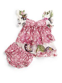 Dolce & Gabbana Infants Silk Tiered Floral Print Dress & Bloomers   Pnk Floral