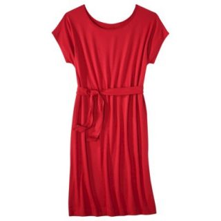 Merona Womens Plus Size Short Sleeve Belted Dress   Red 2