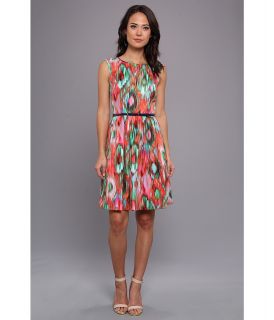 Ellen Tracy Cap Sleeved Fit And Flare With Belt Womens Dress (Pink)