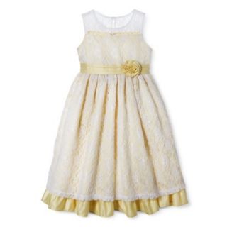 Rosenau Girls Lace Overlay Dressy Dress   4 Yellow