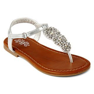Stevies Camelot Toddler Girls Ankle Strap Sandals, Silver, Girls