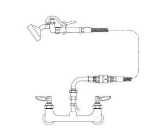 T&S Brass Wall Mount Faucet, 54 in S/S Hose