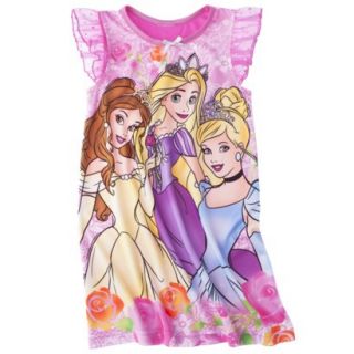 Disney Princess Toddler Girls Short Sleeve Nightgown   Pink 5T
