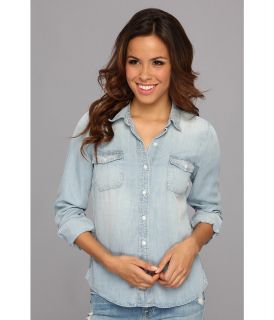 Lucky Brand Tencel Chambray Shirt Womens Long Sleeve Button Up (Blue)