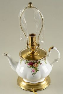 Royal Albert Old Country Roses Tea Pot Lamp, No Shade  HC, Fine China Dinnerware