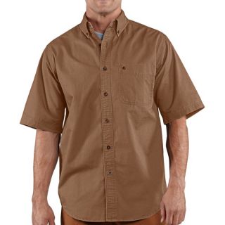 Carhartt Hines Solid Shirt   Cotton Twill  Short Sleeve (For Tall Men)   FRONTIER BROWN (L )