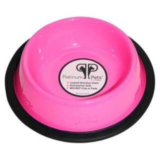 Platinum Pets Stainless Steel Embossed Non Tip Cat Bowl   Pink (1 Cup)
