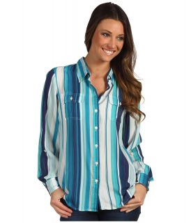 Lucky Brand Brooke Striped Shirt Womens Long Sleeve Button Up (Blue)