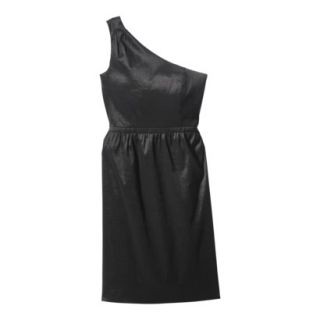 Womens Plus Size One Shoulder Shantung Dress   Black   26W