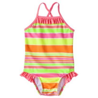 Circo Infant Toddler Girls Stripe 1 Piece Swimsuit   Rainbow 4T