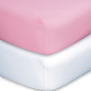 Trend Lab Pink/white Flannel Crib Sheet Set (pack Of 2)