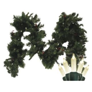 Pre Lit Battery Operated LED Fir Garland   White Lights (9)